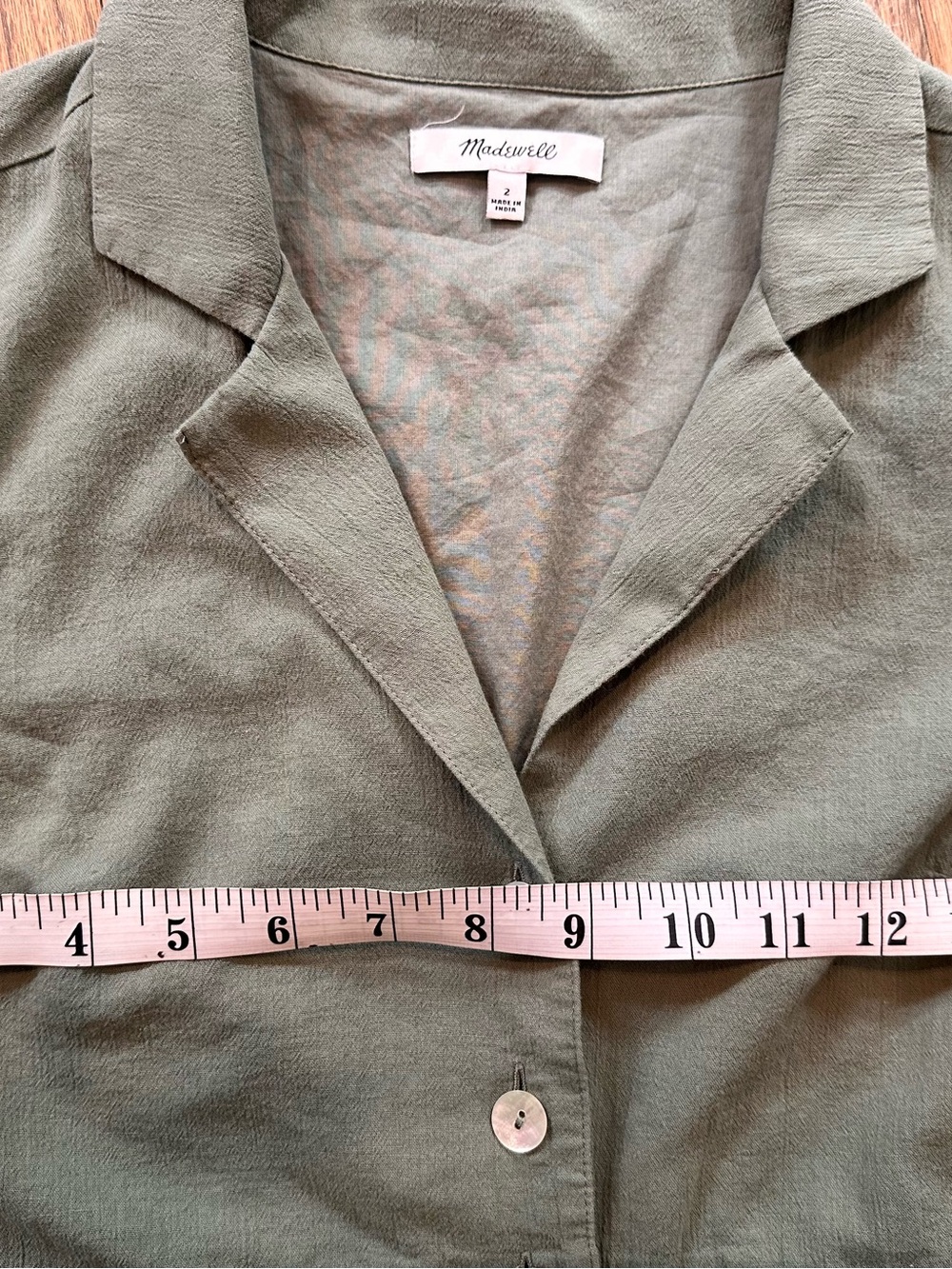 Madewell Light Olive Green Short-Sleeve Button Midi Dress - Picture 3 of 3